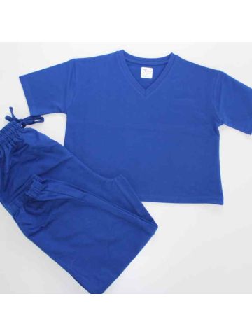 Stylebees Women Cotton V Neck Crop Top with Jogger Pants Set -BLUE