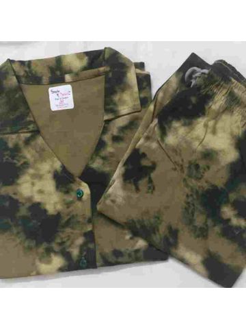 Stylebees Printed Women Cotton Shirt with Pants Set Green