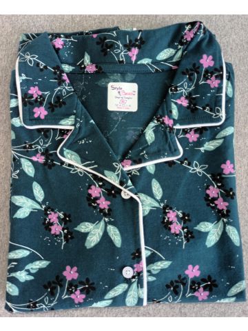 Stylebees Printed Women Cotton T-shirt with Pants Set  Green Flower Print